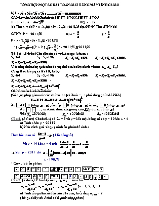 Tổng hợp một số bai toán giải bằng máy tính Casio