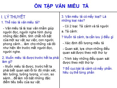 Bài giảng Ngữ văn Lớp 6 - Ôn tập văn miêu tả