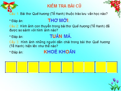 Bài giảng Ngữ văn Lớp 8 - Tiết 82: Văn bản Khi con tu hú