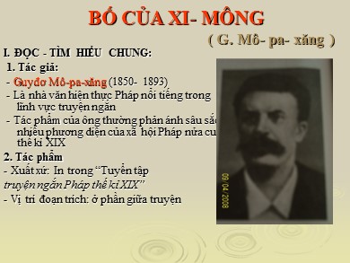 Bài giảng phát triển năng lực Ngữ văn Lớp 8 - Văn bản: Bố của Xi-mông