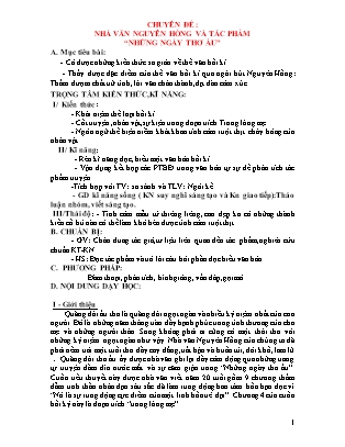 Chuyên đề Nhà văn Nguyên Hồng và tác phẩm “Những ngày thơ ấu”