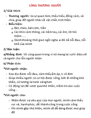 Dàn bài nghị luận xã hội: Lòng thương người