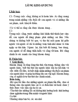 Đề nghị luận xã hội: Lòng khoan dung