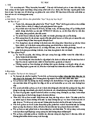 Đề nghị luận xã hội: Tự học