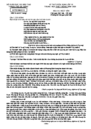 Đề tham khảo tuyển sinh Lớp 10 THPT môn Ngữ văn - Năm học 2019-2020 - Sở giáo dục và đào tạo Thành phố Đà Nẵng (Có đáp án)