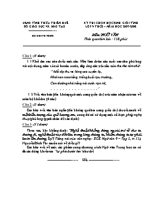 Đề thi chọn học sinh giỏi cấp tỉnh Ngữ văn Lớp 9 - Năm học 2007-2008 - Sở giáo dục và đào tạo Thừa Thiên Huế (Có đáp án)