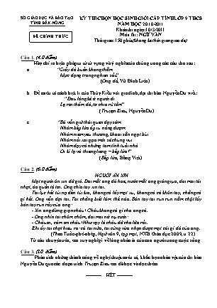 Đề thi chọn học sinh giỏi cấp tỉnh Ngữ văn Lớp 9 - Năm học 2010-2011 - Sở giáo dục và đào tạo Đăk Nông (Có đáp án)