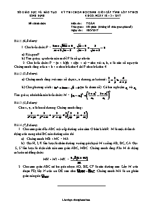 Đề thi học sinh giỏi cấp tỉnh Toán Lớp 9 - Năm học 2016-2017 - Sở giáo dục và đào tạo Bình Định (Có đáp án)