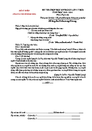 Đề thi học sinh giỏi Ngữ văn Lớp 9 - Mã đề: V04.PG7 - Năm học 2015-2016 (Có đáp án)