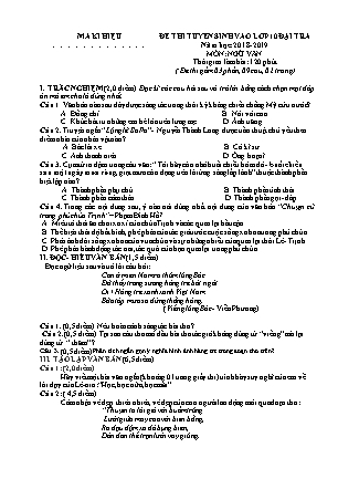 Đề thi tuyển sinh Lớp 10 môn Ngữ văn - Mã đề: V01.PG8 - Năm học 2018-2019 (Có đáp án)