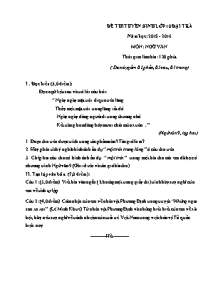 Đề thi tuyển sinh Lớp 10 môn Ngữ văn - Mã đề: V03.PG7 - Năm học 2015-2016 (Có đáp án)