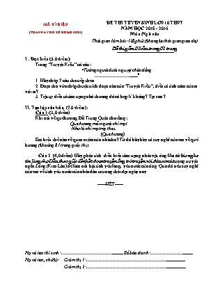 Đề thi tuyển sinh Lớp 10 môn Ngữ văn - Mã đề: V04.PG7 - Năm học 2015-2016 (Có đáp án)