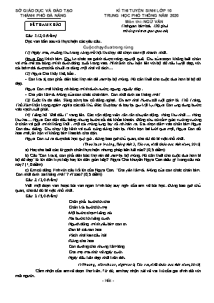 Đề thi tuyển sinh Lớp 10 THPT môn Ngữ văn - Năm học 2019-2020 - Sở giáo dục và đào tạo Thành phố Đà Nẵng (Có đáp án)