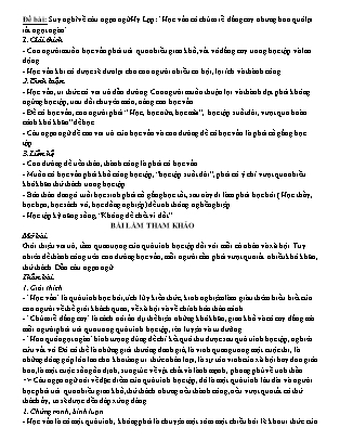 Đề văn nghị luận xã hội: Suy nghĩ về câu ngạn ngữ Hy Lạp "Học vấn có chùm rễ đắng cay nhưng hoa quả lại rất ngọt ngào"