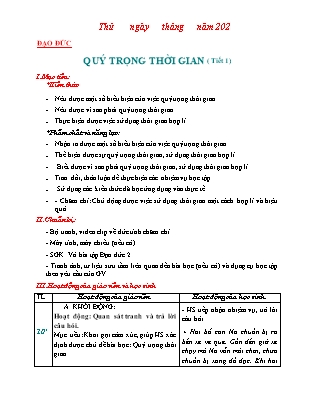 Giáo án Đạo đức Lớp 2 Sách Chân trời sáng tạo - Bài 1: Quý trọng thời gian