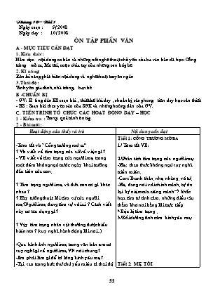 Giáo án dạy thêm Ngữ văn Lớp 7 - Chương trình cả năm