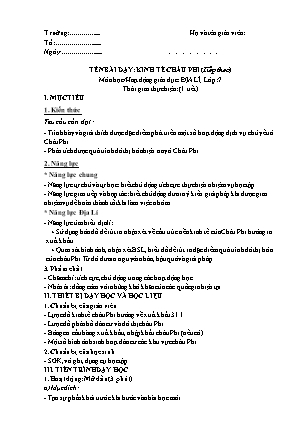 Giáo án Địa lí Lớp 7 theo CV5512 - Bài 31: Kinh tế châu Phi (Tiếp theo)