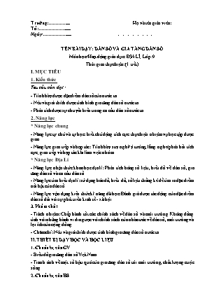 Giáo án Địa lí Lớp 9 theo CV5512 - Bài 2: Dân số và gia tăng dân số