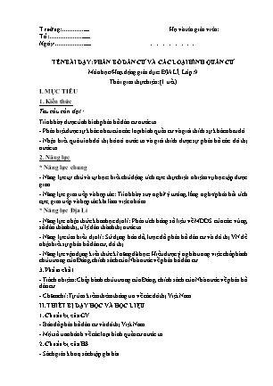 Giáo án Địa lí Lớp 9 theo CV5512 - Bài 3: Phân bố dân cư và các loại hình quần cư