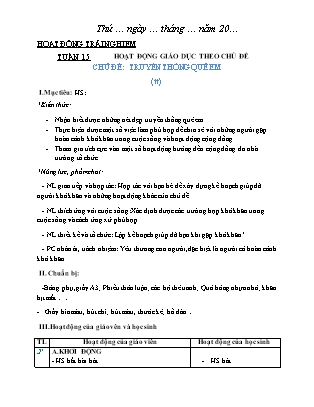 Giáo án Hoạt động trải nghiệm Lớp 2 Sách Chân trời sáng tạo - Tuần 15 - Chủ đề: Truyền thống quê em (Tiết 3)