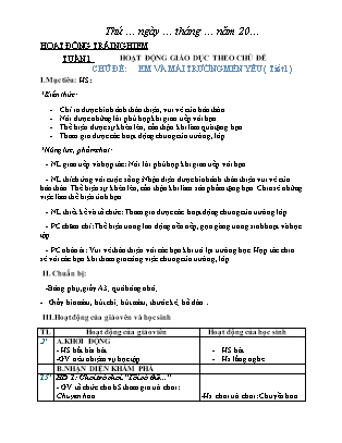 Giáo án Hoạt động trải nghiệm Lớp 2 Sách Chân trời sáng tạo - Tuần 1 - Chủ đề: Em và mái trường mến yêu (Tiết 1)