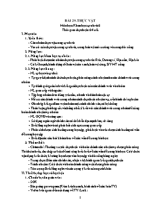 Giáo án Khoa học tự nhiên Lớp 6 Sách Chân trời sáng tạo - Chủ đề 8: Đa dạng thế giới sống - Bài 29: Thực vật