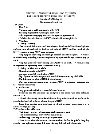 Giáo án Khoa học tự nhiên Lớp 6 Sách Kết nối tri thức với cuộc sống - Chương 1: Mở đầu về khoa học tự nhiên - Bài 1: Giới thiệu về khoa học tự nhiên