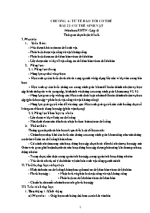Giáo án Khoa học tự nhiên Lớp 6 Sách Kết nối tri thức với cuộc sống - Chương 6: Từ tế bào tới cơ thể - Bài 22: Cơ thể sinh vật