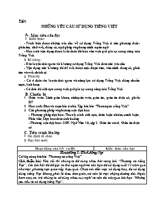 Giáo án Ngữ văn Lớp 10 - Bài: Những yêu cầu sử dụng Tiếng Việt