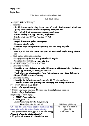 Giáo án Ngữ văn Lớp 8 - Đọc, hiểu văn bản: Ông đồ