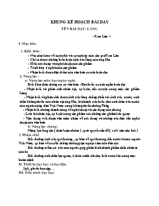 Giáo án Ngữ văn Lớp 9 - Văn bản Làng (Bản hay)