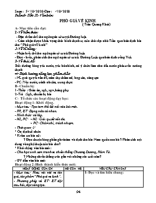 Giáo án phát triển năng lực Ngữ văn Lớp 7 theo CV417 - Tuần 6 - Năm học 2020-2021 - Trường THCS Đào Dương