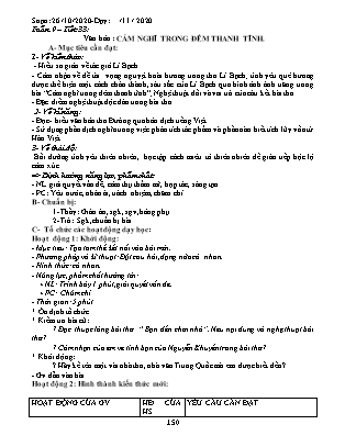 Giáo án phát triển năng lực Ngữ văn Lớp 7 theo CV417 - Tuần 9 - Năm học 2020-2021 - Trường THCS Đào Dương