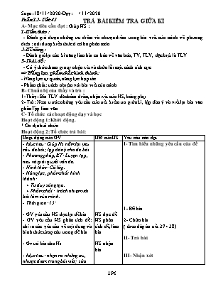 Giáo án phát triển năng lực Ngữ văn Lớp 8 theo CV417 - Tuần 12 - Năm học 2020-2021 - Trường THCS Đào Dương