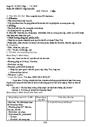 Giáo án phát triển năng lực Ngữ văn Lớp 8 theo CV417 - Tuần 30 - Năm học 2020-2021 - Trường THCS Đào Dương