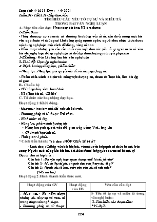 Giáo án phát triển năng lực Ngữ văn Lớp 8 theo CV417 - Tuần 31 - Năm học 2020-2021 - Trường THCS Đào Dương