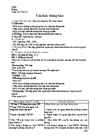 Giáo án phát triển năng lực Ngữ văn Lớp 8 theo CV417 - Tuần 36 - Năm học 2011-2012 - Trường THCS Đào Dương