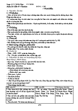 Giáo án phát triển năng lực Ngữ văn Lớp 9 theo CV417 - Tuần 10 - Năm học 2020-2021 - Trường THCS Đào Dương