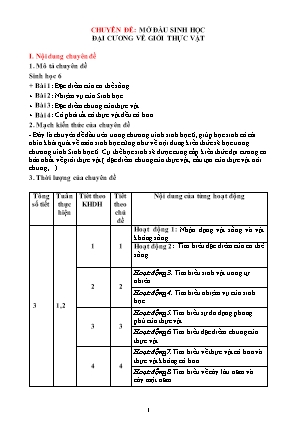 Giáo án Sinh học Lớp 6 theo CV5512 - Chương trình cả năm (Bản hay)