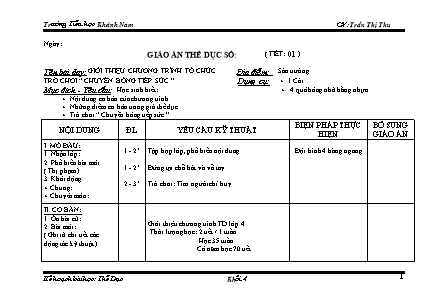 Giáo án Thể dục Lớp 4 - Tiết 1-34 - Trần Thị Thu