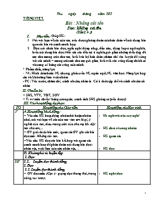 Giáo án Tiếng Việt Lớp 2 Sách Chân trời sáng tạo - Tuần 4: Mỗi người một vẻ (Tiếp theo)