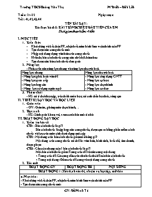 Giáo án Tin học Lớp 6 theo CV5512 - Bài thực hành 5: Bài trình chiếu đầu tiên của em - Trường THCS Hoàng Văn Thụ