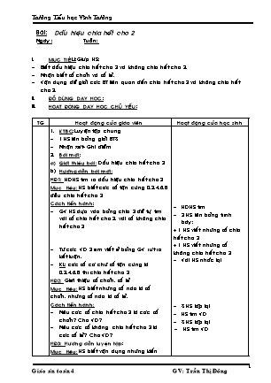 Giáo án Toán Lớp 4 - Chương trình cả năm - Trần Thị Đông