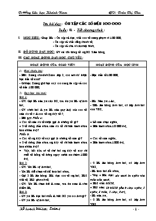 Giáo án Toán Lớp 4 - Chương trình học kì 1 - Trần Thị Thu