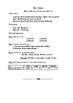 Giáo án Toán Lớp 4 - Ôn tập tuần 1