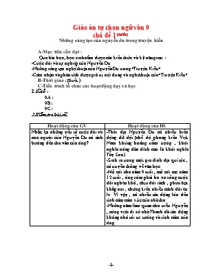 Giáo án tự chọn Ngữ văn Lớp 9 - Tiết 1-19