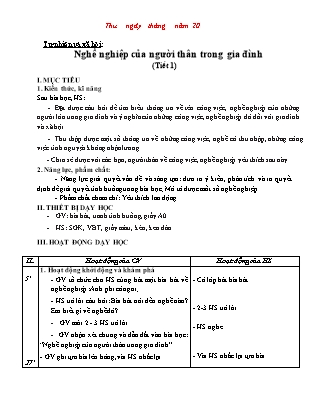 Giáo án Tự nhiên và xã hội Lớp 2 Sách Chân trời sáng tạo - Tuần 2: Nghề nghiệp của người thân trong gia đình