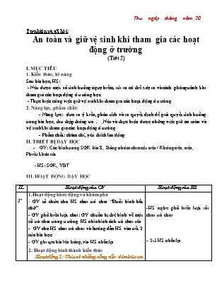 Giáo án Tự nhiên và xã hội Lớp 2 Sách Chân trời sáng tạo - Tuần 8