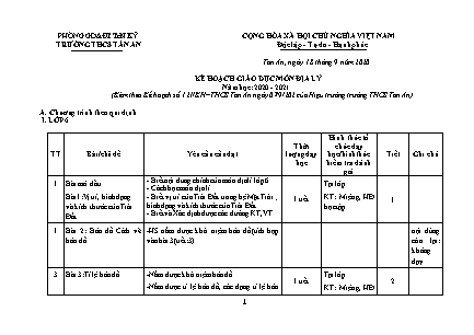 Kế hoạch dạy học Địa lí THCS theo CV5512 - Năm học 2020-2021 - Trường THCS Tân An