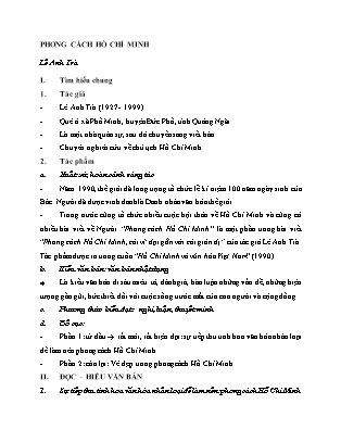 Ôn tập Ngữ văn Lớp 9 - Văn bản "Phong cách Hồ Chí Minh"